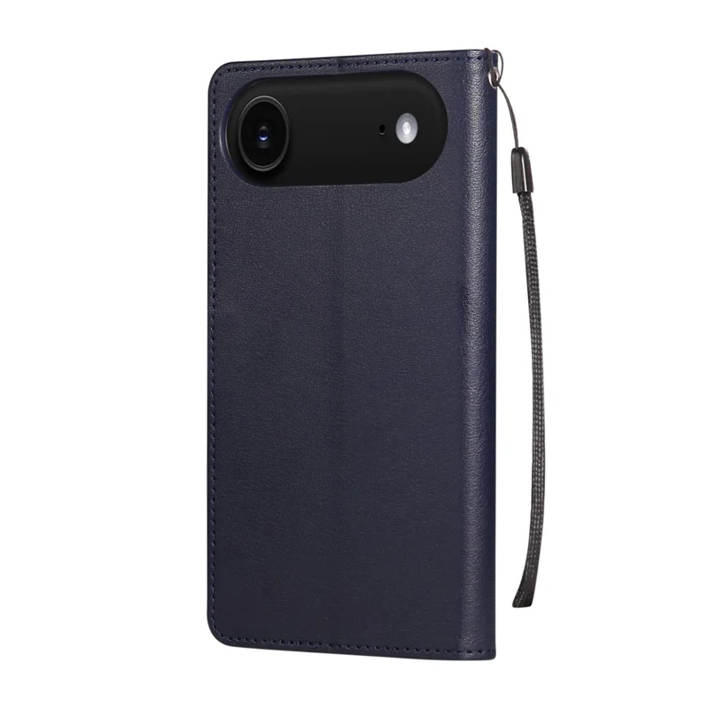 For iPhone 17 Air Case Wallet Stand View PU Leather Phone Cover with Wrist Strap - Blue
