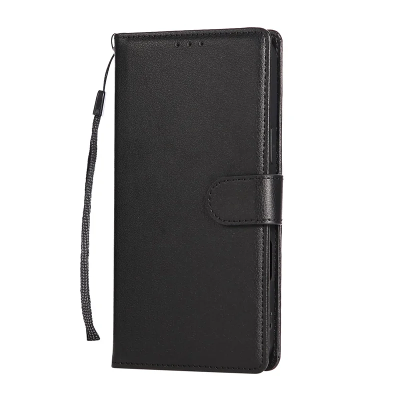 For iPhone 18 Pro / 17 Pro Case Wallet Stand View PU Leather Phone Cover with Wrist Strap - Black