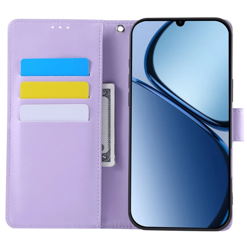 For Samsung Galaxy A07 / A07 5G / A06 4G / 5G Case Rose Flower PU Leather Wallet Phone Cover with 3 Card Slots / Wrist Strap - Light Purple