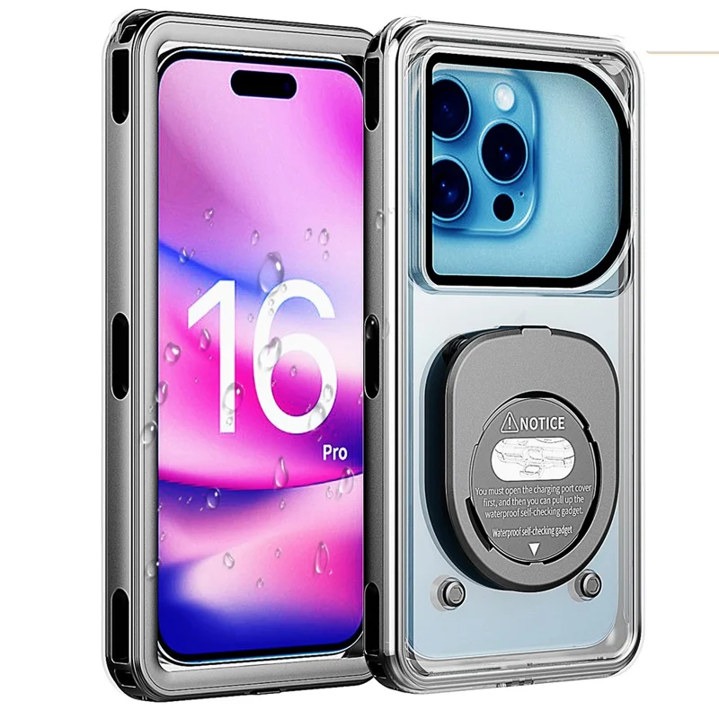 Bulk Purchasing For iPhone 16 Pro IP68 Waterproof Case Underwater Touch Screen Phone Cover Dustproof Snowproof - Black