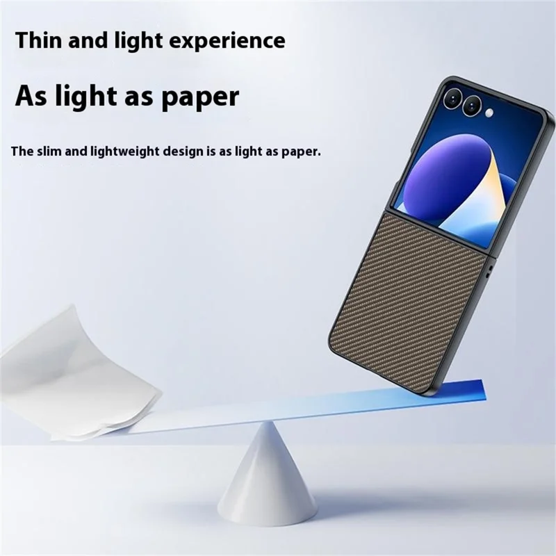 For Samsung Galaxy Z Flip7 5G Case Carbon Fiber Texture Leather + PC Anti-Drop Folding Phone Cover - Black