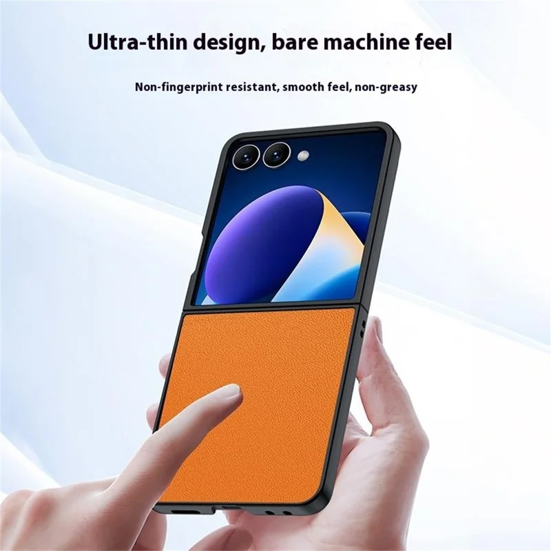 Pour Samsung Galaxy Z Flip7 5G Étui en cuir PU enduit de PC Anti-chute Housse de téléphone pliante - Noir