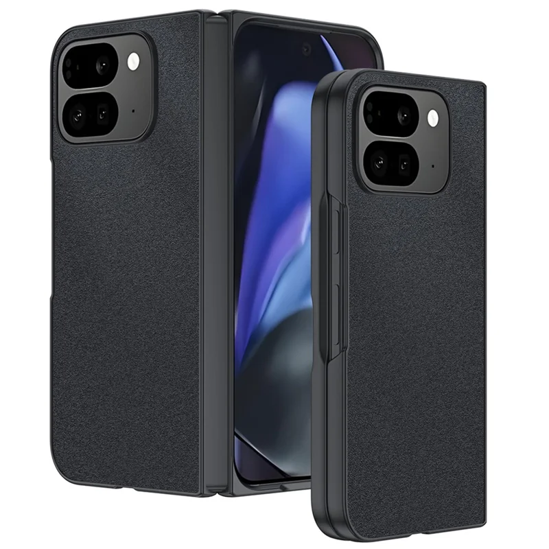 For Google Pixel 10 Pro Fold Case PU Leather Coated PC Anti-Drop Folding Phone Cover - Black