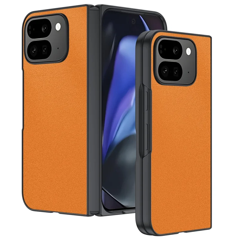 For Google Pixel 10 Pro Fold Case PU Leather Coated PC Anti-Drop Folding Phone Cover - Orange