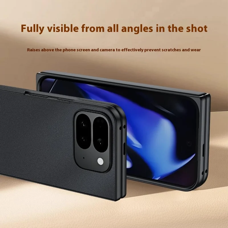 For Google Pixel 10 Pro Fold Case PU Leather Coated PC Anti-Drop Folding Phone Cover - Orange