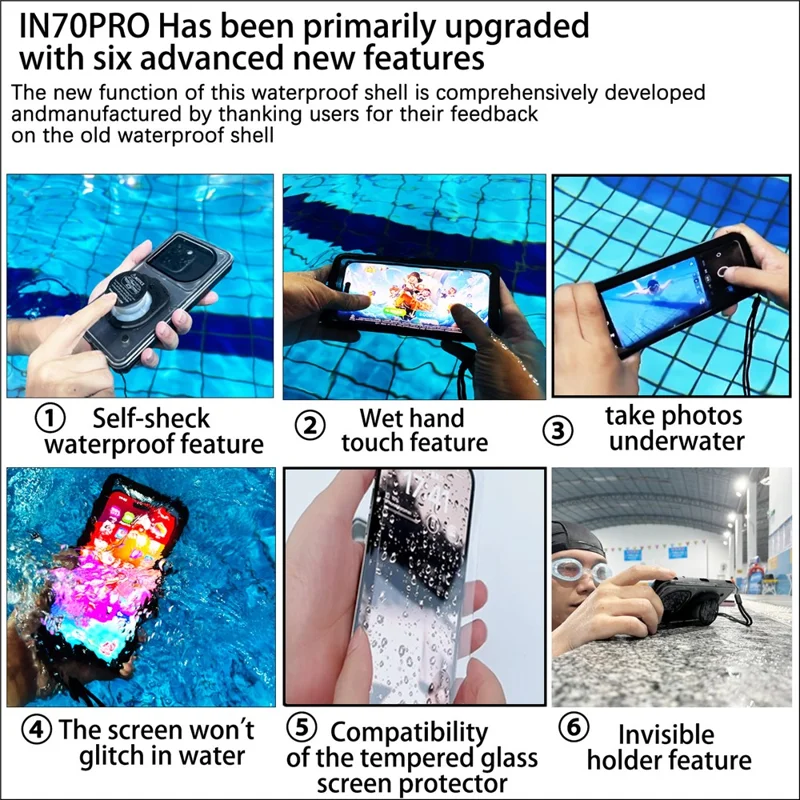 Bulk Purchasing For iPhone 16 Pro Max IP68 Waterproof Case Underwater Touch Screen Phone Cover Dustproof Snowproof - Black