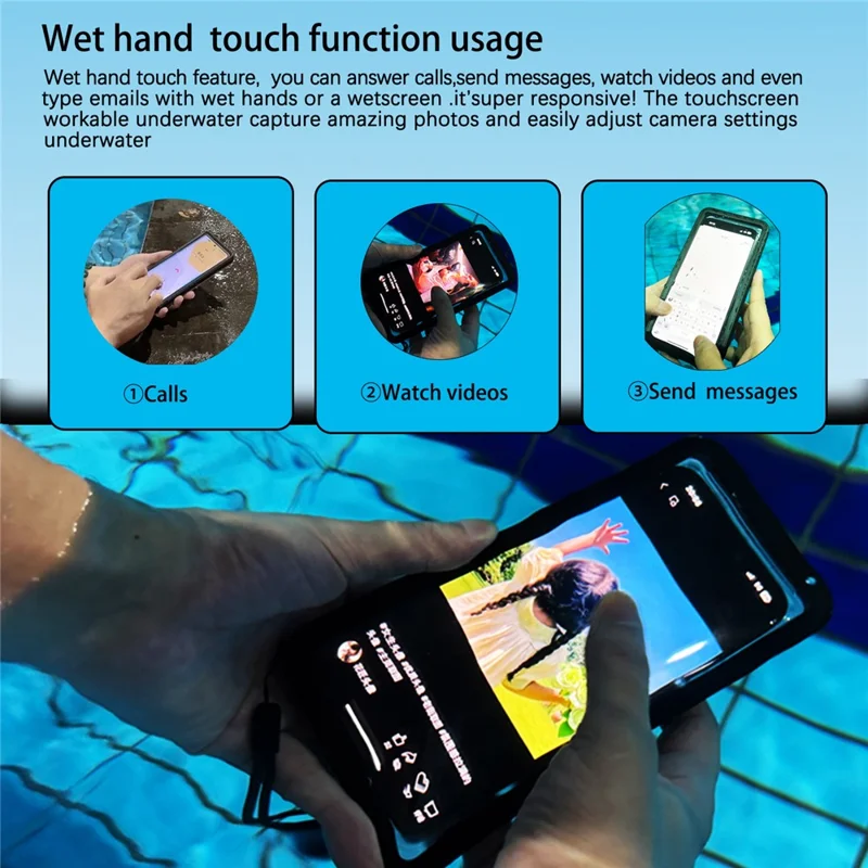 Bulk Purchasing For iPhone 16 Pro Max IP68 Waterproof Case Underwater Touch Screen Phone Cover Dustproof Snowproof - Black