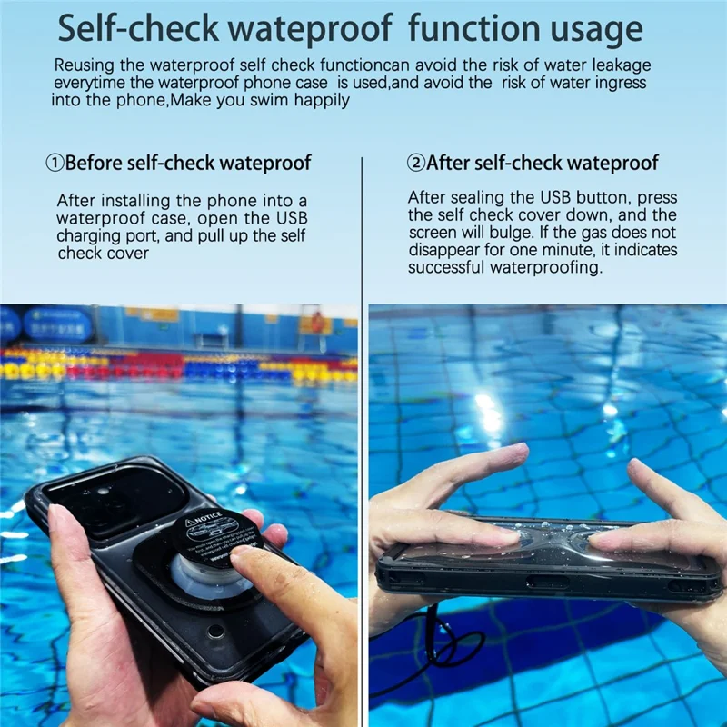 Bulk Purchasing For iPhone 16 Pro Max IP68 Waterproof Case Underwater Touch Screen Phone Cover Dustproof Snowproof - Black