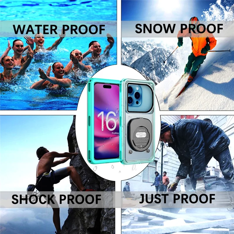 Bulk Purchasing For iPhone 16 Pro Max IP68 Waterproof Case Underwater Touch Screen Phone Cover Dustproof Snowproof - Black