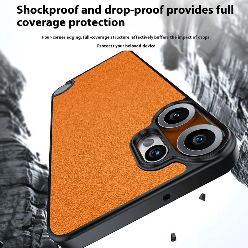 Capa For Nothing CMF Phone 2 Pro em Couro PU com PC + TPU Anti-Queda - Laranja