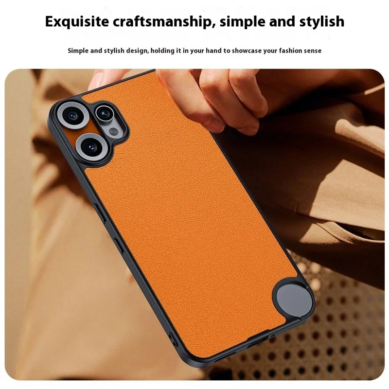 Capa For Nothing CMF Phone 2 Pro em Couro PU com PC + TPU Anti-Queda - Laranja