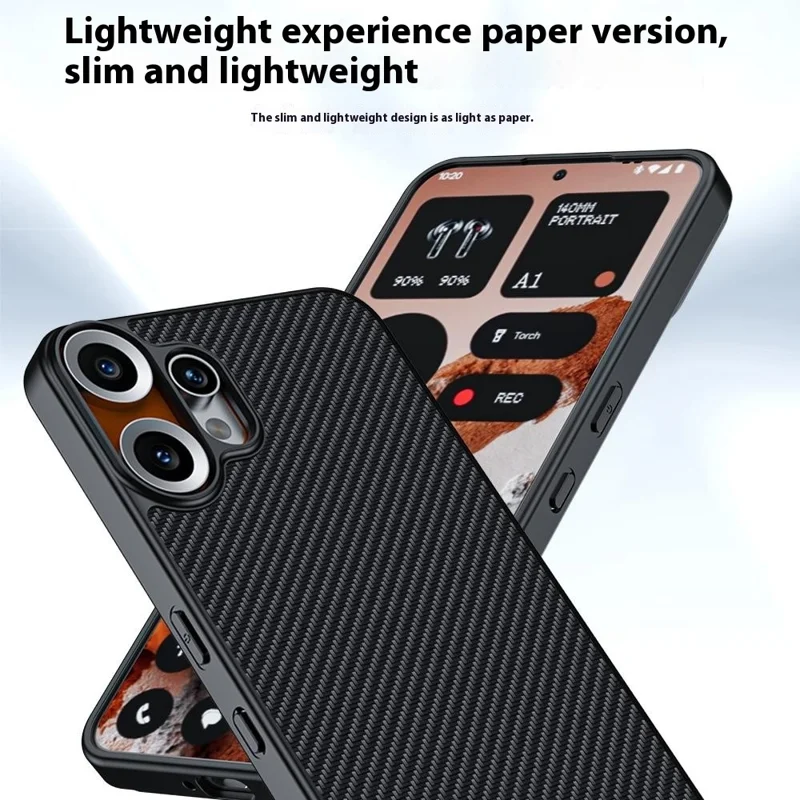For Nothing CMF Phone 2 Pro Case Carbon Fiber Texture Ultra Slim Hard PC Phone Cover - Black / Red