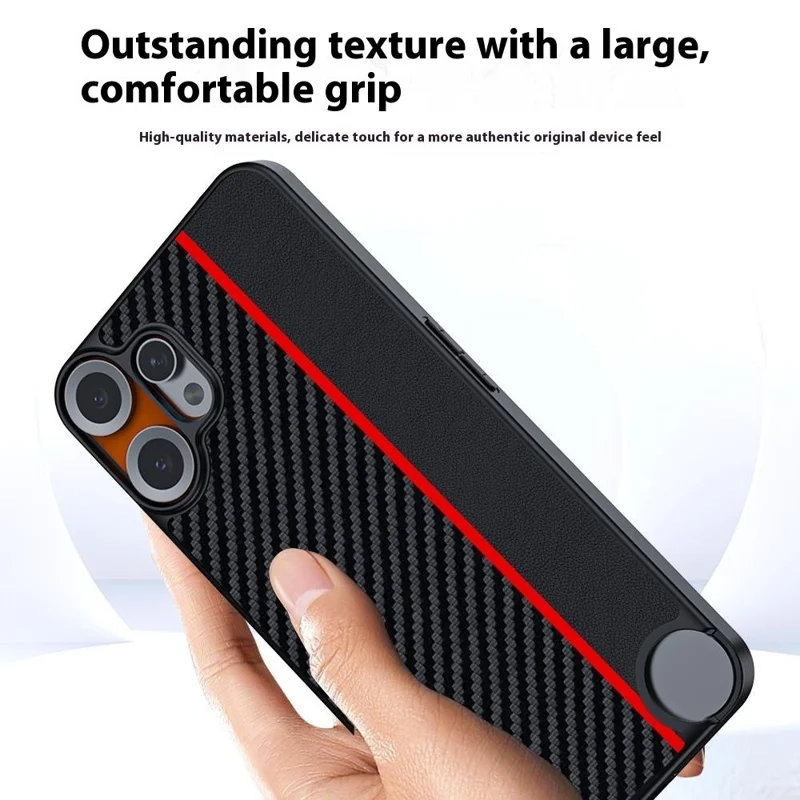 For Nothing CMF Phone 2 Pro Case Carbon Fiber Texture Ultra Slim Hard PC Phone Cover - Black / Red