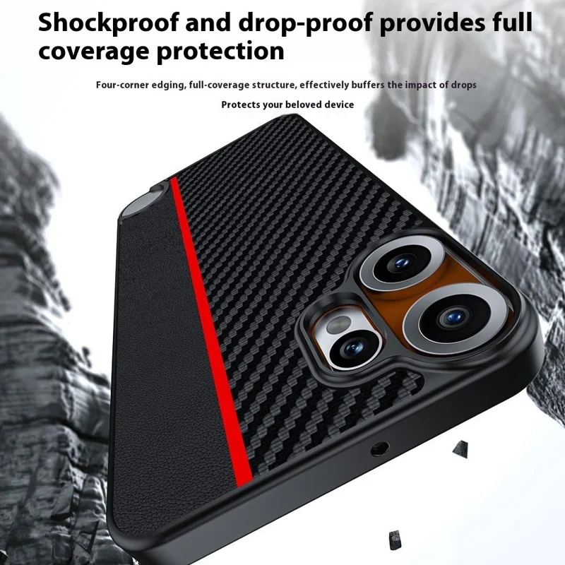 For Nothing CMF Phone 2 Pro Case Carbon Fiber Texture Ultra Slim Hard PC Phone Cover - Black / Red
