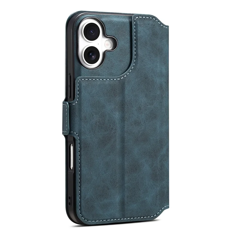 DENIOR B06 For iPhone 16 Case Magnetic Detachable Wallet Stand Leather + TPU Phone Cover - Blue