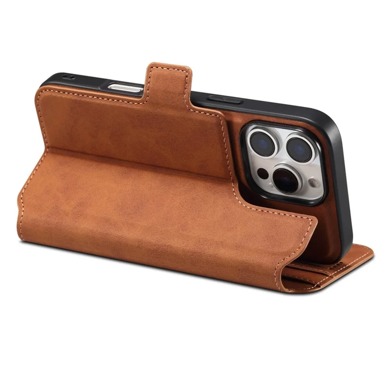 DENIOR B06 For iPhone 16 Pro Case Magnetic Detachable Wallet Stand Leather + TPU Phone Cover - Brown