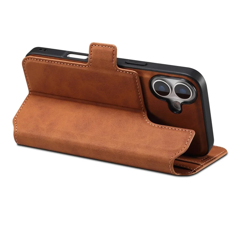 DENIOR B06 Capa para iPhone 16 Plus Carteira Magnética Destacável Suporte de Couro - Marrom