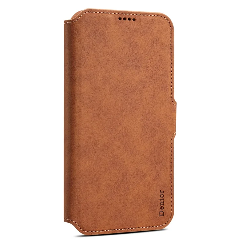DENIOR B06 Capa para iPhone 16 Plus Carteira Magnética Destacável Suporte de Couro - Marrom