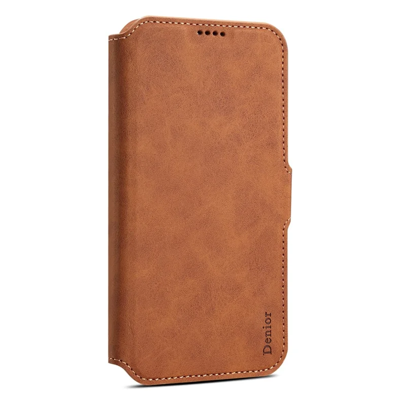 DENIOR B07 For iPhone 16 Pro Case Leather + PC Magnetic Detachable Wallet Phone Cover - Brown