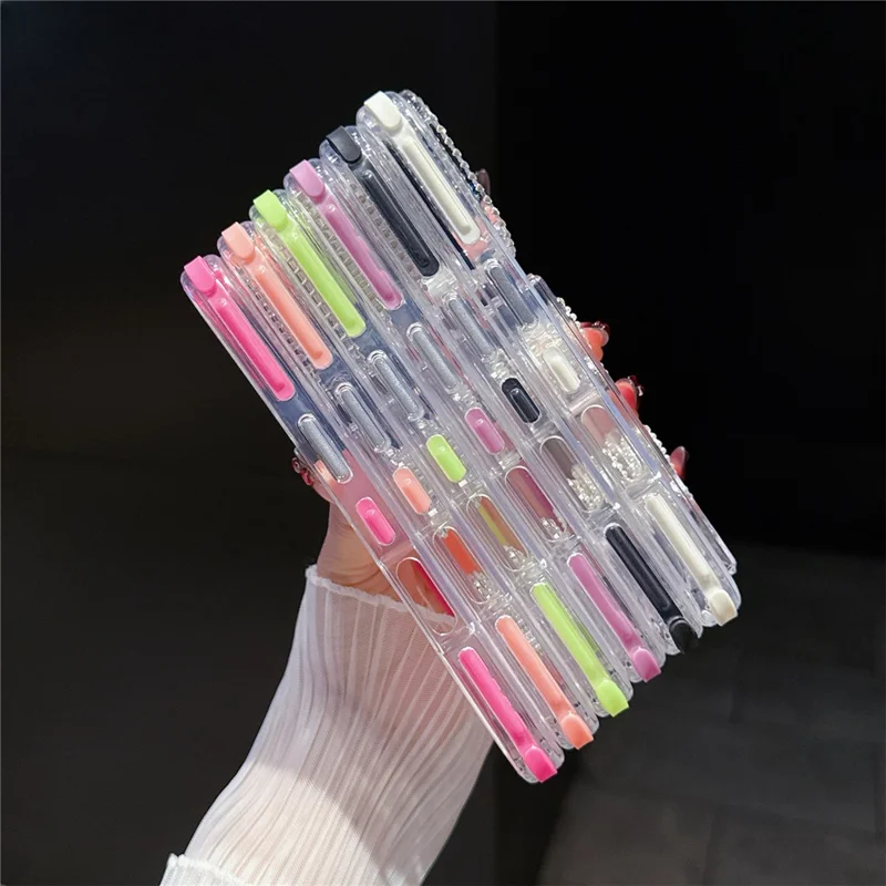 For iPhone 16 Pro Max Case Rhinestone Decor TPU + PC Phone Cover with Butterfly Card Holder - Fluorescent Green