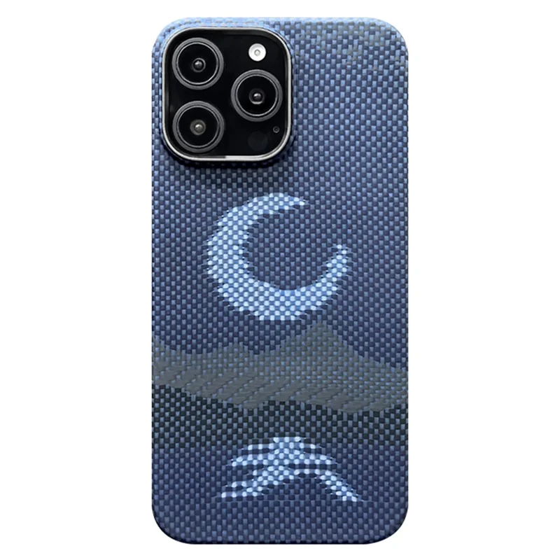 For iPhone 16 Pro Magnetic Case Large Camera Cutout Aramid Fiber Phone Cover with Metal Lens Frame - Moon