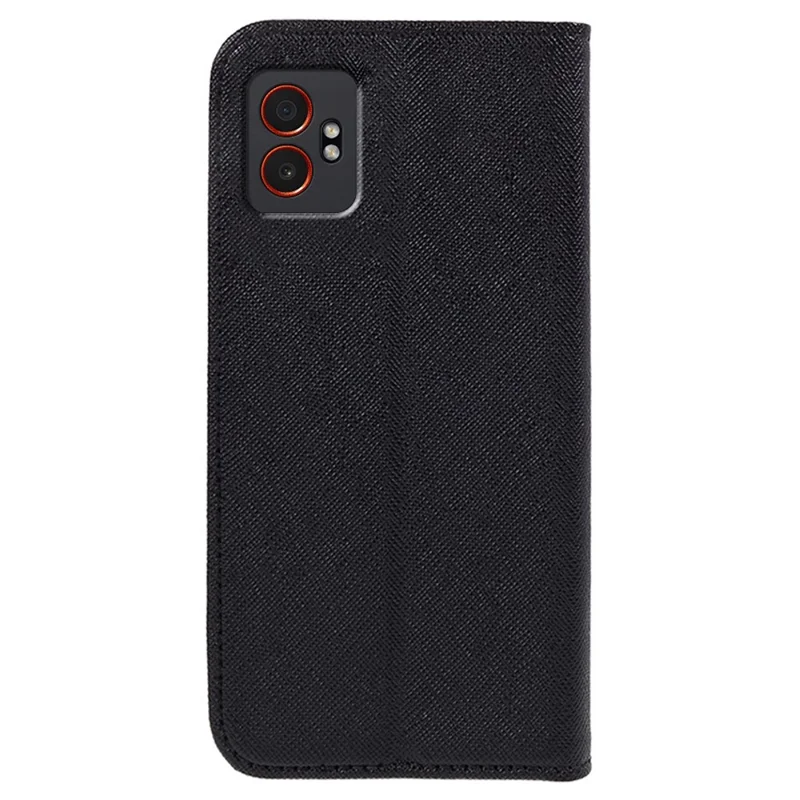 Capa para Samsung Galaxy XCover7 Pro com Textura Cruzada em Couro, Tampa de Celular com Fecho Magnético Oculto - Preto