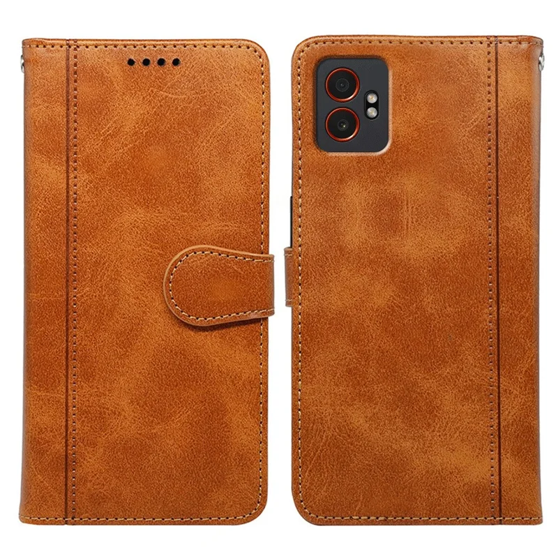 For Samsung Galaxy XCover7 Pro Case Calf Texture Leather Stand Book Style Phone Cover - Yellow