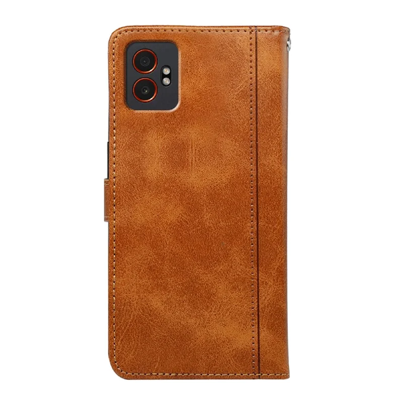 For Samsung Galaxy XCover7 Pro Case Calf Texture Leather Stand Book Style Phone Cover - Yellow