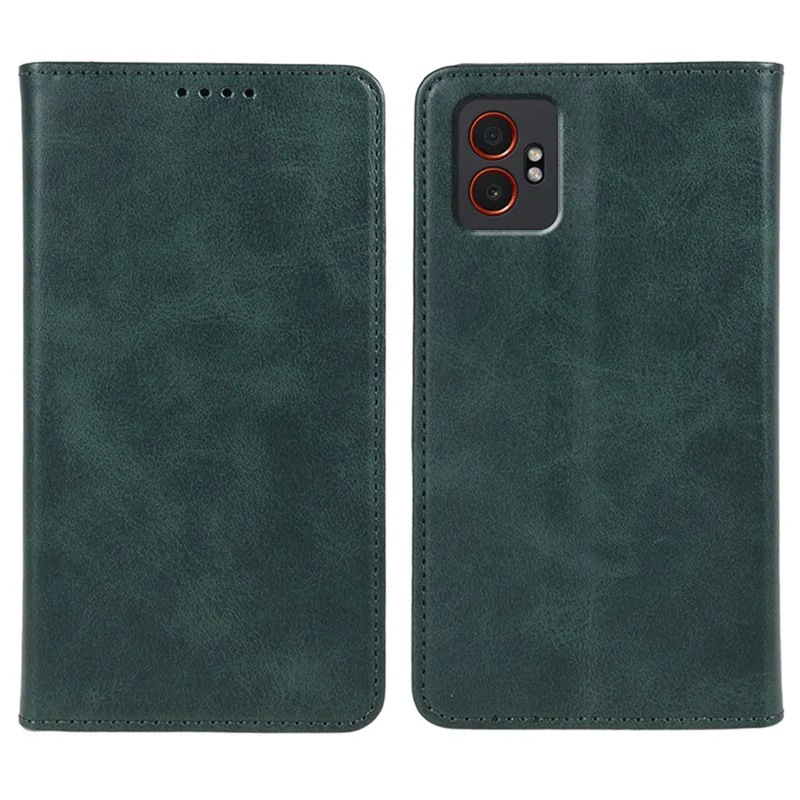 For Samsung Galaxy XCover7 Pro Case Strong Magnetic PU Leather Phone Cover Calf Texture - Green