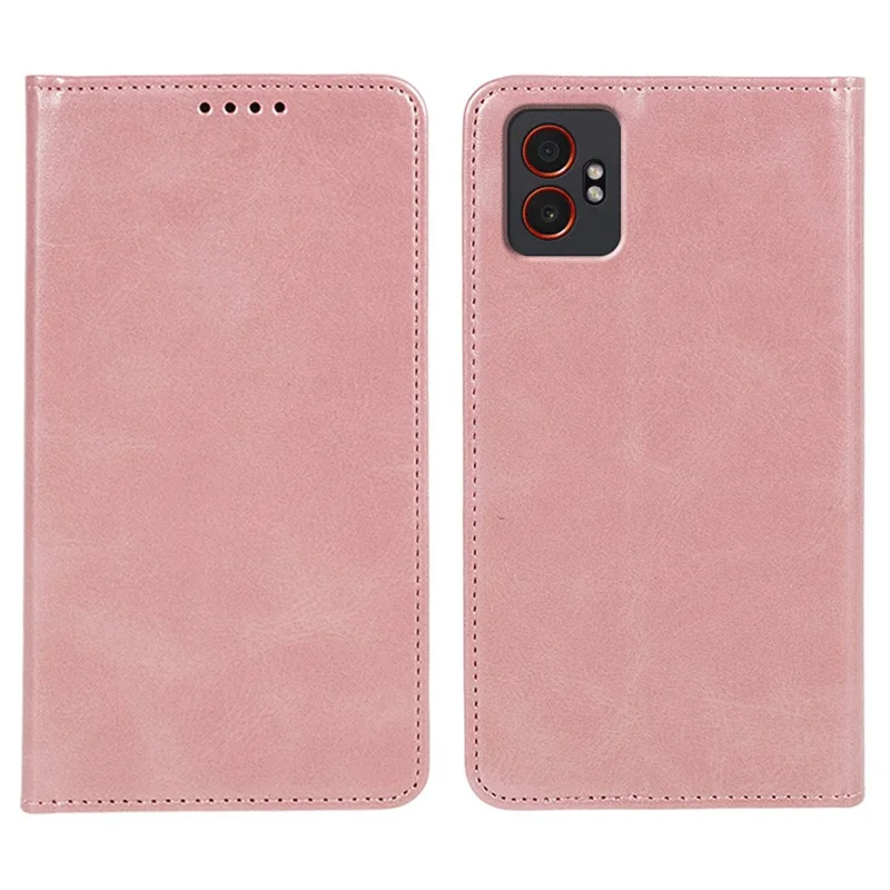 For Samsung Galaxy XCover7 Pro Case Strong Magnetic PU Leather Phone Cover Calf Texture - Rose Gold