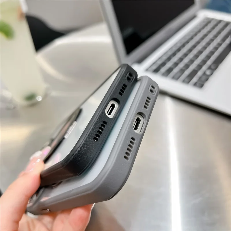 Чехол для iPhone 15 Pro с магнитной поддержкой TPU + акриловой подставкой, дизайн антистресс с элементами механизма - Черный