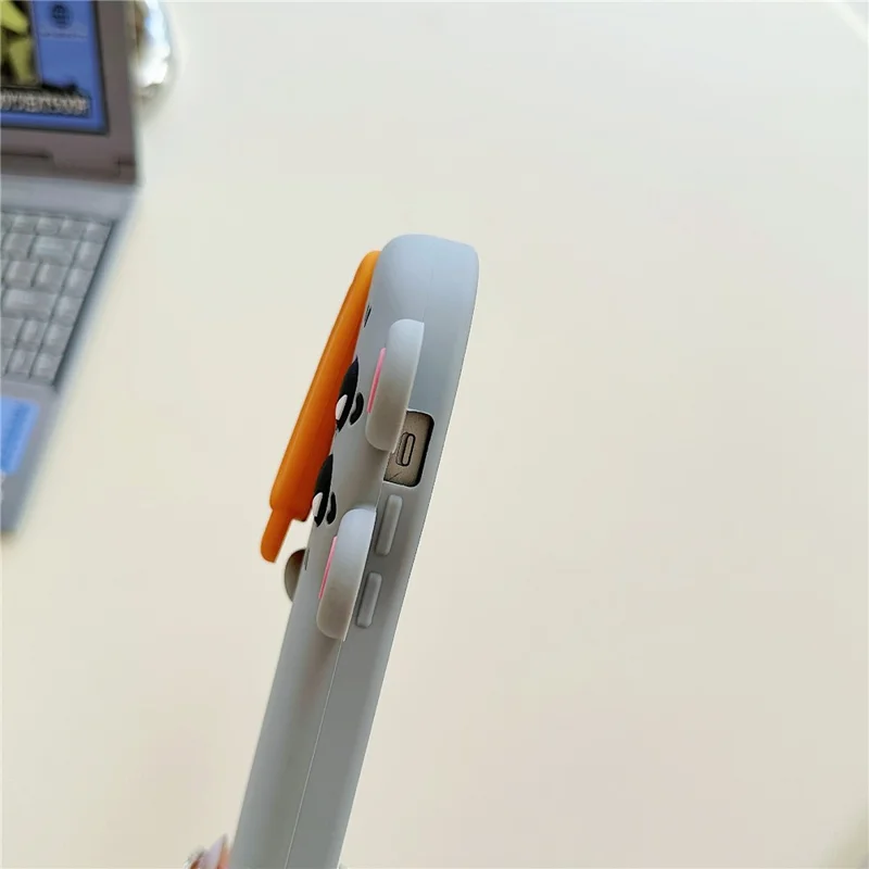 For iPhone 15 Silicone Case Cute Rat and Rat Poison Design Lens Cover Kickstand Phone Back Cover