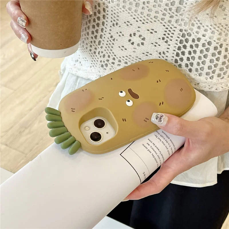 For iPhone 15 Silicone Case Cute Funny Potato Design Shockproof Phone Back Cover