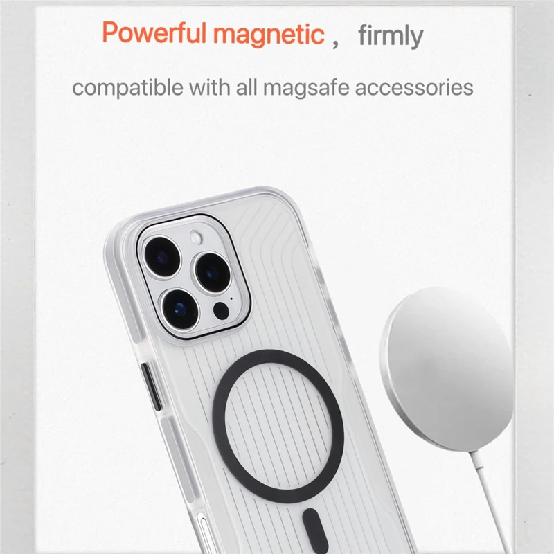 For iPhone 16 Pro Max Magnetic Case TPU PC TPE Shockproof Phone Back Cover - Transparent Black