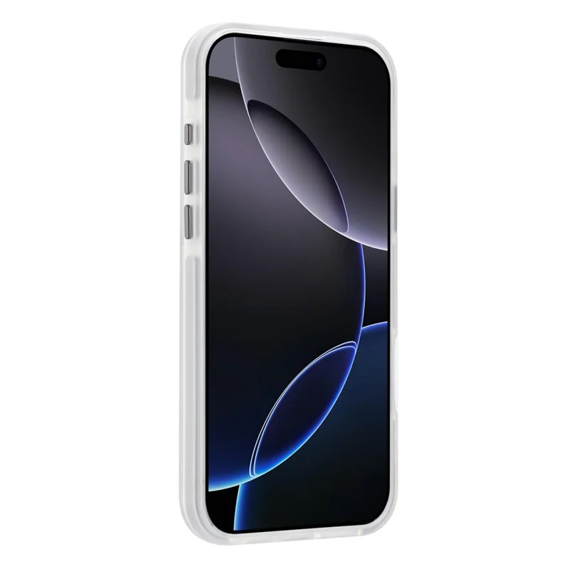 For iPhone 16 Pro Max Magnetic Case TPU PC TPE Shockproof Phone Back Cover - Transparent White