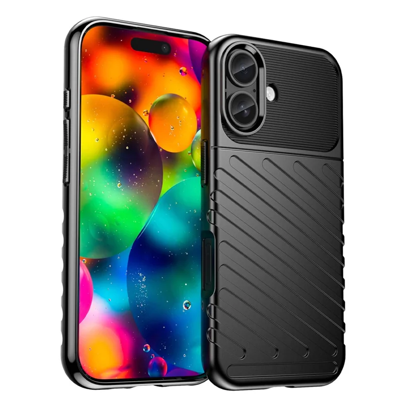For iPhone 17 Case Twill Texture TPU Shockproof Protective Phone Cover - Black