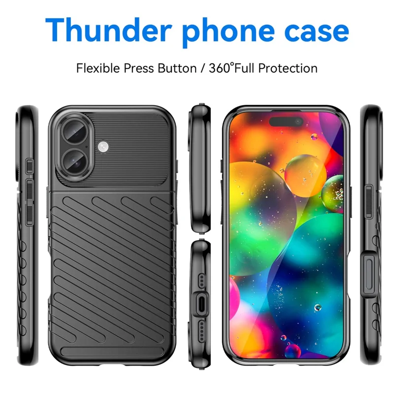 For iPhone 17 Case Twill Texture TPU Shockproof Protective Phone Cover - Black