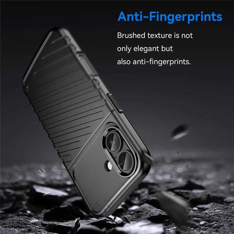 For iPhone 17 Case Twill Texture TPU Shockproof Protective Phone Cover - Black