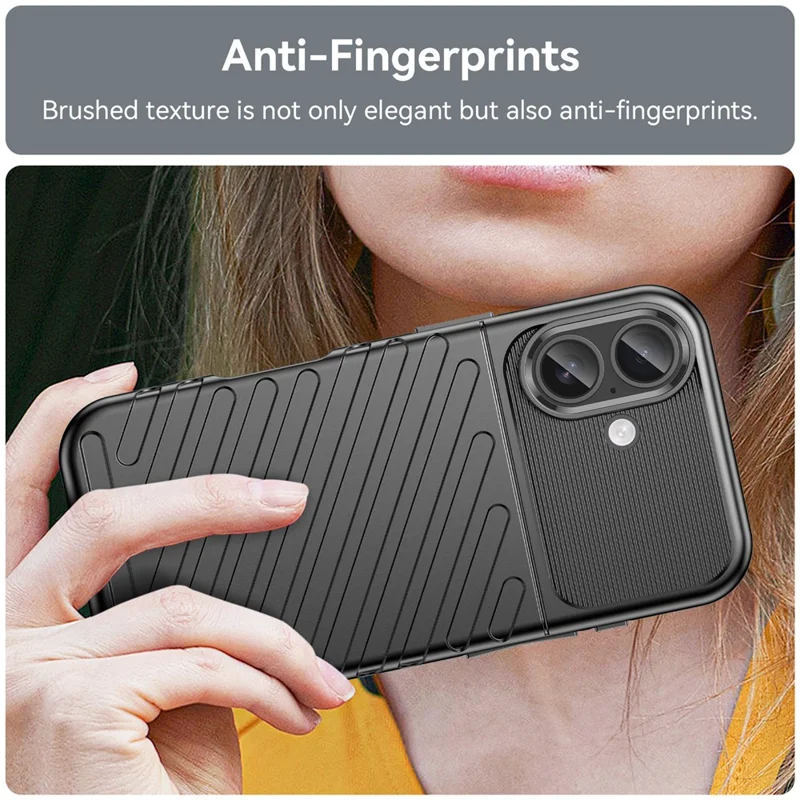 For iPhone 17 Case Twill Texture TPU Shockproof Protective Phone Cover - Black
