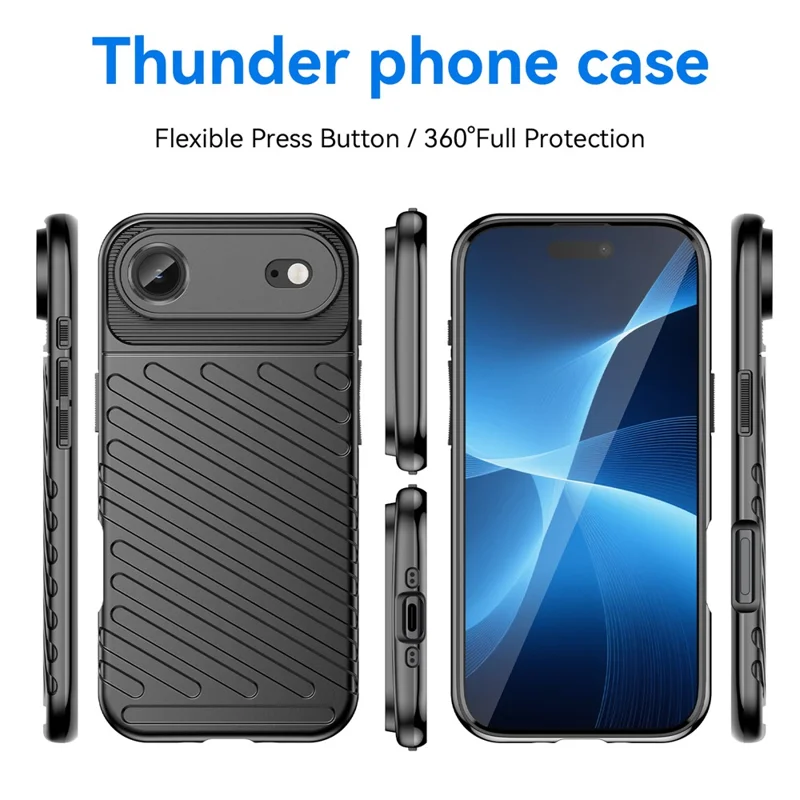 Cover per iPhone 17 Air in TPU Antiurto con Texture a Twill - Nero