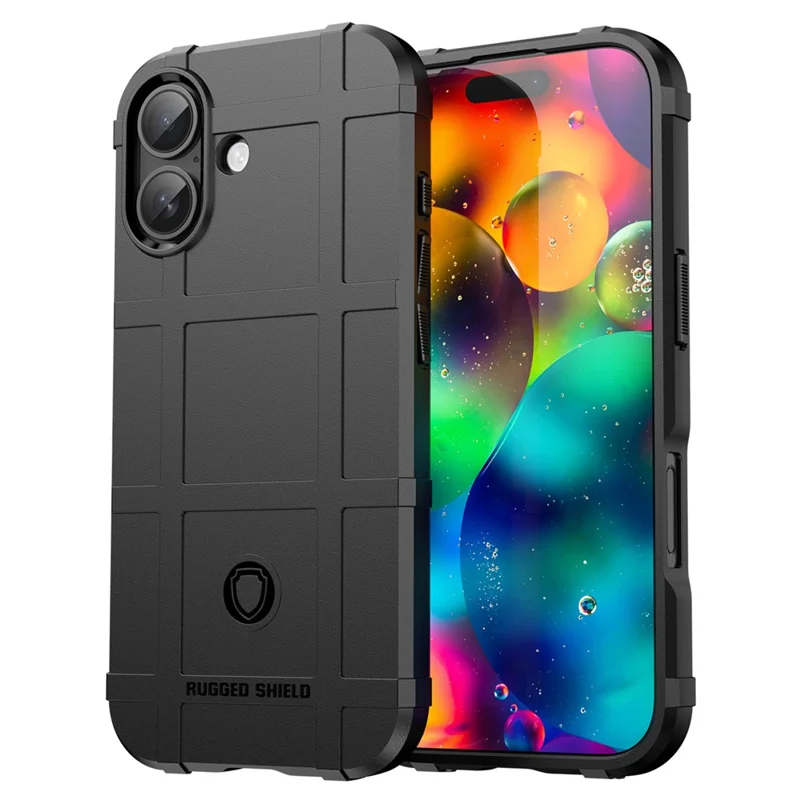 For iPhone 17 Case Grid Design Soft TPU Scratch-Proof Phone Cover - Black