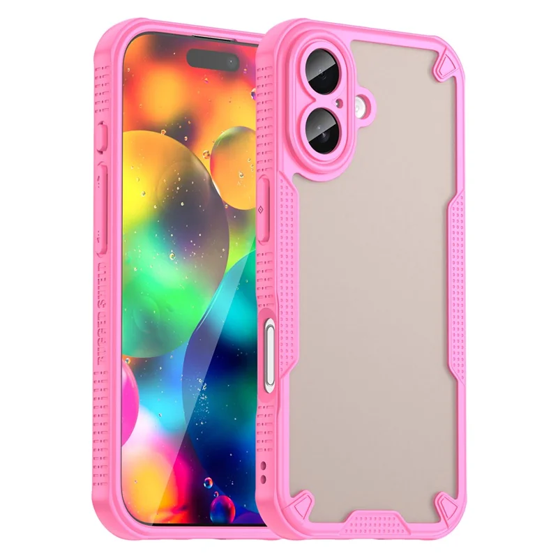 For iPhone 17 Case PC + TPU Semi-Transparent Frosted Finish Protective Phone Cover - Pink