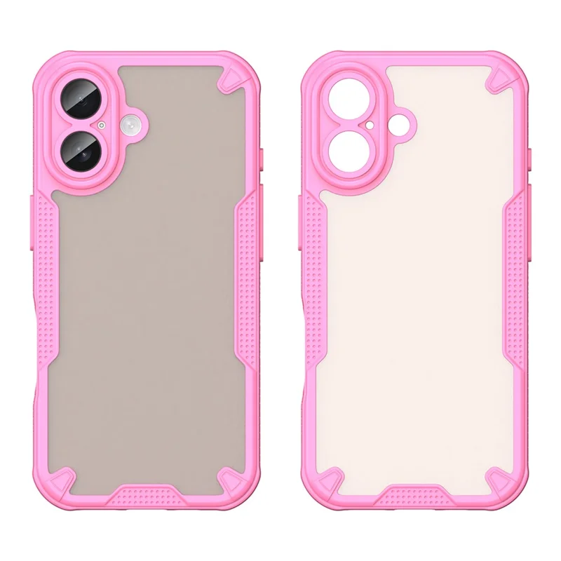 For iPhone 17 Case PC + TPU Semi-Transparent Frosted Finish Protective Phone Cover - Pink