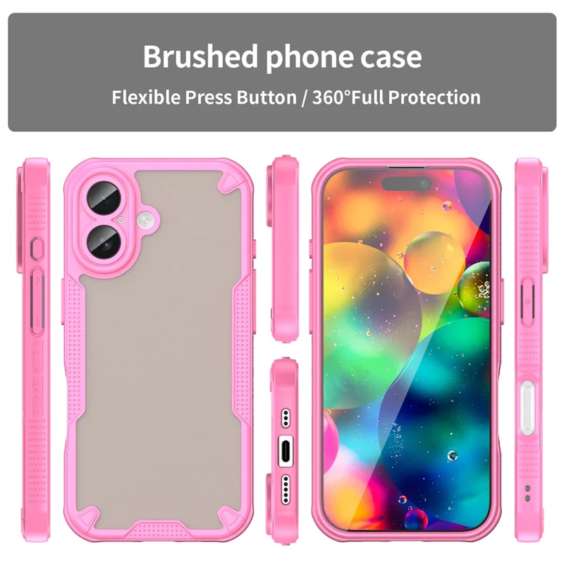 For iPhone 17 Case PC + TPU Semi-Transparent Frosted Finish Protective Phone Cover - Pink