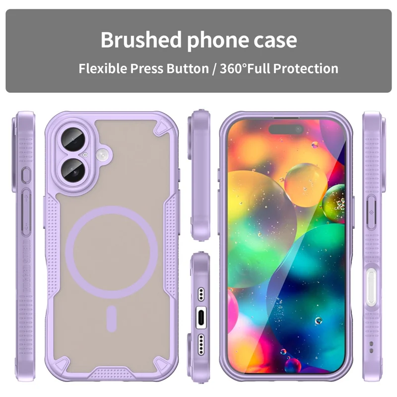 Compra em Massa de Capa Magnética a Prova de Queda para iPhone 17 TPU + Capa Traseira de PC - Roxo