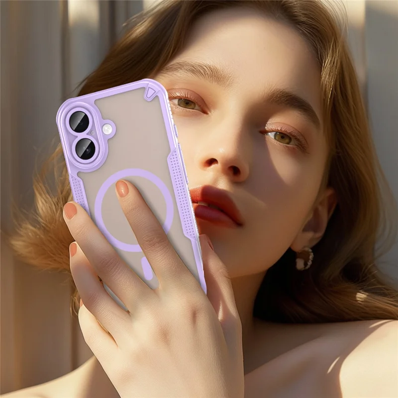 Compra em Massa de Capa Magnética a Prova de Queda para iPhone 17 TPU + Capa Traseira de PC - Roxo