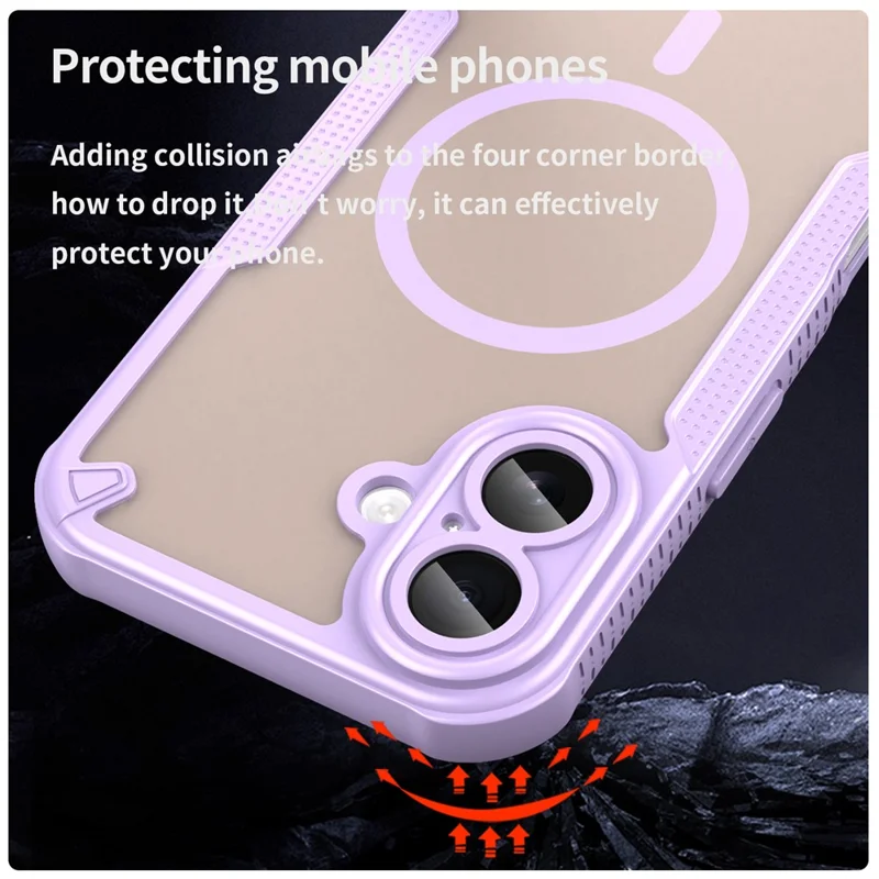 Compra em Massa de Capa Magnética a Prova de Queda para iPhone 17 TPU + Capa Traseira de PC - Roxo