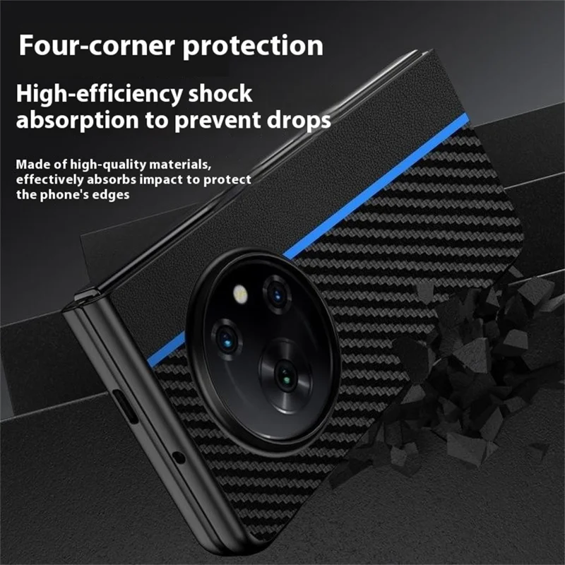 For TECNO Phantom V Fold Case Carbon Fiber Texture Leather + PC Anti-Drop Folding Phone Cover - Black / Red