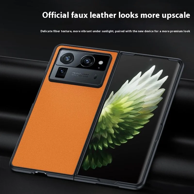 Cover in pelle PU per TECNO Phantom V Fold2 - Custodia anti-caduta con rivestimento PC pieghevole - Arancione