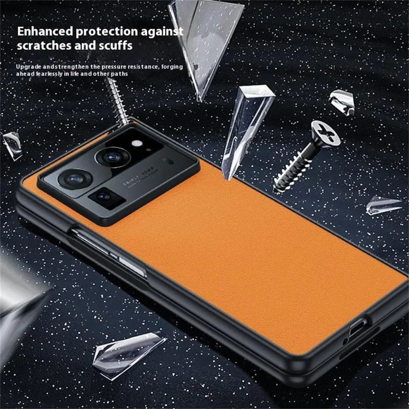 Cover in pelle PU per TECNO Phantom V Fold2 - Custodia anti-caduta con rivestimento PC pieghevole - Arancione
